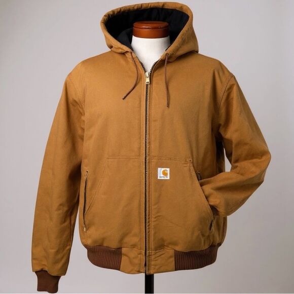 Vintage Carhartt J140 BRN Hooded Active Jacket Quilted Men’s size XXL 2XL Wheat - Picture 1 of 13